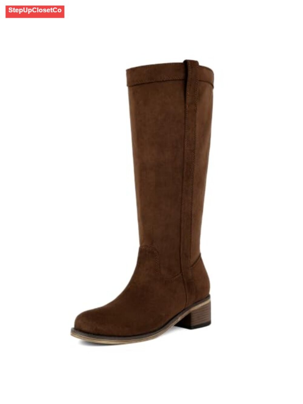 Knee High Boots Low Heel Faux Suede Riding Boots